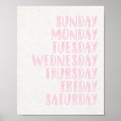 ピンクの女の子の日の週の教育子供部屋 ポスター (正面)