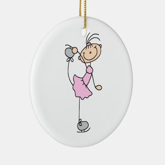 ピンクの女の子の棒の姿のアイススケーター セラミックオーナメント (右)