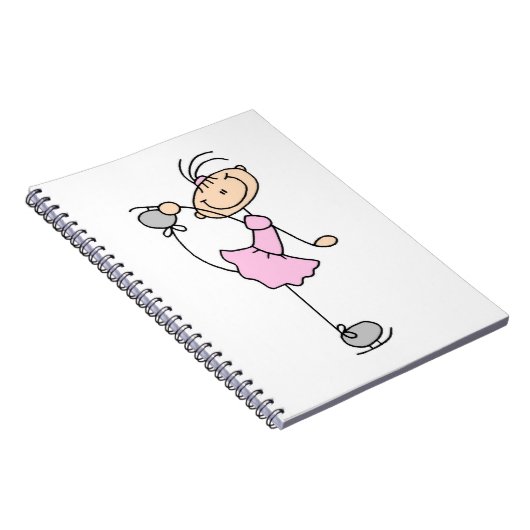ピンクの女の子の棒の姿のアイススケーター ノートブック (右側)