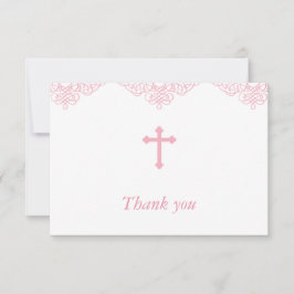 ピンクの女の子の洗礼か《キリスト教》洗礼式や命名式は感謝していしています サンキューカード