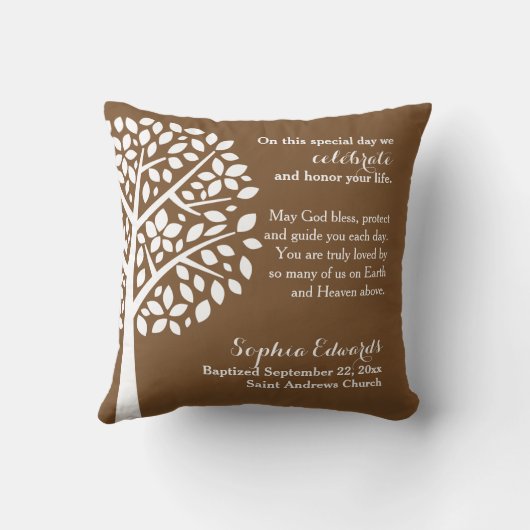 ピンクの女の子の洗礼の《キリスト教》洗礼式や命名式の天恵の祈りの言葉 クッション (裏面)