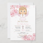 ピンクの女の子の洗礼招待状 招待状 (正面)