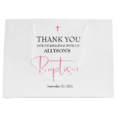 ピンクの女の子の洗礼 ラージペーパーバッグ (正面)