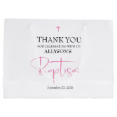 ピンクの女の子の洗礼 ラージペーパーバッグ (裏面)