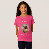 ピンクの女の子の犬の写真のベストフレンド Tシャツ (正面フル)