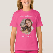 ピンクの女の子の犬の写真 ベストフレンドずっと Tシャツ (正面)