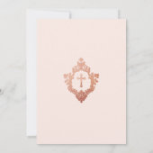 ピンクの女の子の確認 ローズゴールド クレスト ブラッシュ 招待状 (裏面)