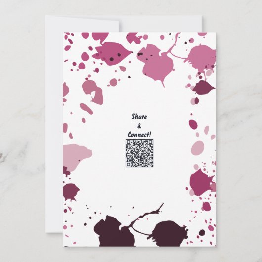 ピンクの女の子の美術をテーマにした9歳の誕生日パーティー招待状 招待状 (裏面)