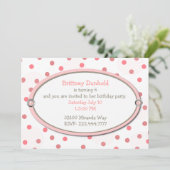 ピンクの女の子の誕生日のパーティの招待状でかわいらしい 招待状 (スタンド正面)