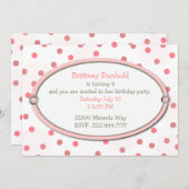 ピンクの女の子の誕生日のパーティの招待状でかわいらしい 招待状 (正面/裏面)