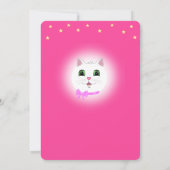 ピンクの女の子の誕生日招待状 - 猫と星 招待状 (裏面)
