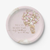 ピンクの女の子の赤ちゃんシャワーを待つことができる ペーパープレート (正面)