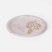 ピンクの女の子の赤ちゃんシャワーを待つことができる ペーパープレート (アングル)