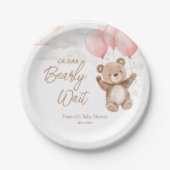 ピンクの女の子の赤ちゃんシャワーを待つことができる ペーパープレート (正面)