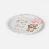 ピンクの女の子の赤ちゃんシャワーを待つことができる ペーパープレート (アングル)