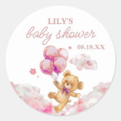 ピンクの女の子の赤ちゃんシャワーを待つことができる ラウンドシール (正面)