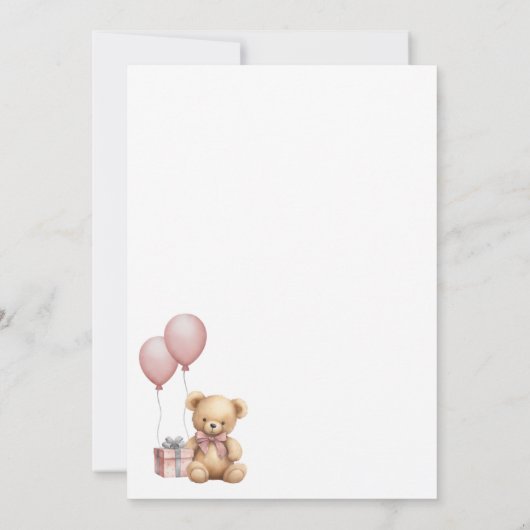 ピンクの女の子の赤ちゃんシャワーを待つことができる 招待状 (裏面)