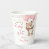 ピンクの女の子の赤ちゃんシャワーを待つことができる 紙コップ (正面)