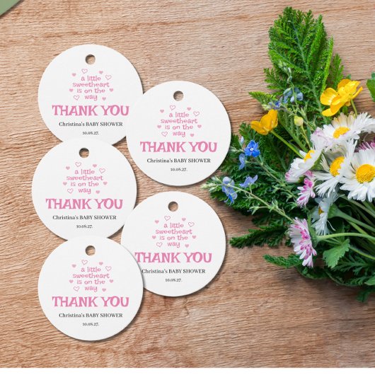 ピンクの女の子の赤ちゃんシャワー フェイバータグ