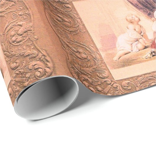 ピンクの女の子の赤ちゃんシャワー、蝶、フローラ渦巻き ラッピングペーパー (ロールコーナー)