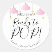 ピンクの女の子の赤ポップ・アートのちゃんシャワーにTwinkleきらめく ラウンドシール (正面)