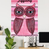 ピンクの女の子の部屋シェブロンのストライプアートポスター ポスター (ホームオフィス)