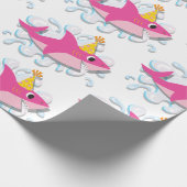 ピンクの女の子の鮫のベビーの包装紙 ラッピングペーパー (角)