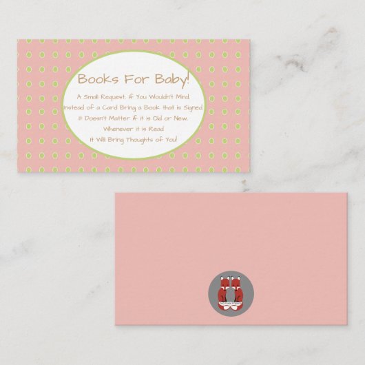 ピンクの女の子の鳥の赤ちゃんシャワー本の要求の挿入 エンクロージャーカード (正面/裏面)