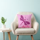 ピンクの女の子はあなたの名前を追加トンボのクッション枕 クッション (椅子)