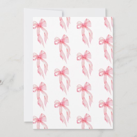 ピンクの女の子はワンピンクボウ1歳の誕生日 招待状 (裏面)