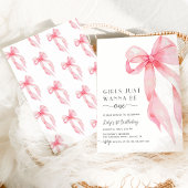 ピンクの女の子はワンピンクボウ1歳の誕生日 招待状