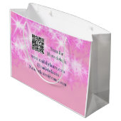 ピンクの女の子らしいパステル グリッター ネイルに名前とウェブサイトを追加します ラージペーパーバッグ (裏面アングル)