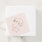 ピンクの女の子らしいモダンなコックテイルスクリプトのブライズシャワー フェイバータグ (インサイチュ)