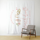 ピンクの女の子らしいモダンなシャンパン独身最後の週末パーティー タペストリー (インサイチュ)