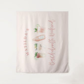 ピンクの女の子らしいモダンなドリンク バチェロレッテウィークエンド タペストリー (正面)