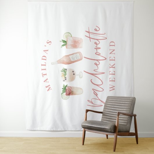 ピンクの女の子らしいモダンなドリンク バチェロレッテウィークエンド タペストリー (インサイチュ)