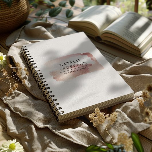 ピンクの女の子らしいローズゴールドのモダンでおしゃれなロゴ ノートブック