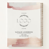 ピンクの女の子らしいローズゴールドのモダンでスタイリッシュなロゴ ノートブック (裏面)