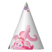 ピンクの女の子らしい魔法のユニコーンレインボー紙パーティーハット パーティーハット (左)
