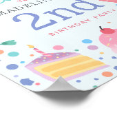 ピンクの女の子らしい2歳の誕生日ウェルカムボード ポスター (角)