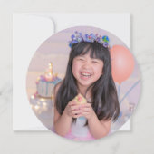 ピンクの女の子らしい スワンガールの写真 誕生日 招待状 (裏面)