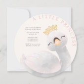 ピンクの女の子らしい スワンガールの写真 誕生日 招待状 (正面)