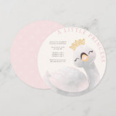ピンクの女の子らしい スワン ガール 誕生日 招待状 (正面/裏面)