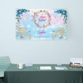 ピンクの女の子を歓迎フローラ水彩の誕生日パーティー 横断幕 (トレードショー)