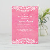ピンクの女の子アナプラシャナの初米挙式 招待状 (スタンド正面)