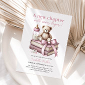 ピンクの女の子クマ赤ちゃんシャワー新しい章が始まる 招待状