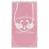 ピンクの女の子スワンス赤ちゃんシャワー スモールペーパーバッグ (正面)