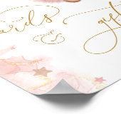 ピンクの女の子テディベアのバルーンカードとギフト ポスター (角)