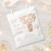 ピンクの女の子テディベア熱い空気バルーンベビーシャワー フェイバーバッグ (クリップ留めされた状態)