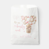 ピンクの女の子テディベア熱い空気バルーンベビーシャワー フェイバーバッグ (正面)